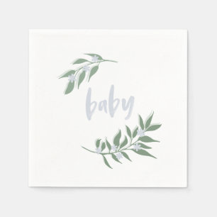 Serviette En Papier Couronne fleurie Baby Blue Napkin   BABY SHOWER