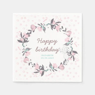 Serviette En Papier couronne fleurie printanière et anniversaire heure