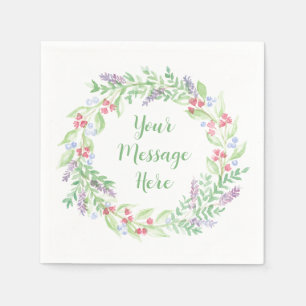 Serviette En Papier Couronne florale à l'aquarelle peinte à la main