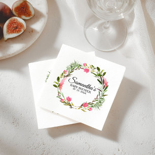 Serviette En Papier Couronne florale boho fleurs roses Baby Shower