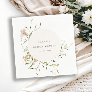 Serviette En Papier Couronne florale de douche de mariage rose tendre