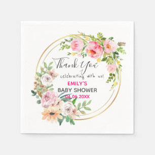 Serviette En Papier Couronne florale rose jolie Remerciement Baby Show