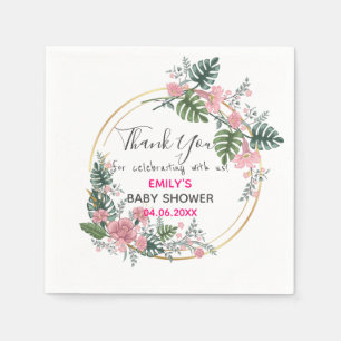 Serviette En Papier Couronne florale rose jolie remerciement Baby Show