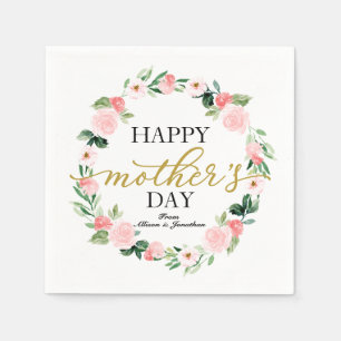 Serviette En Papier Couronne florale sur mesure rose personnalisée Bru