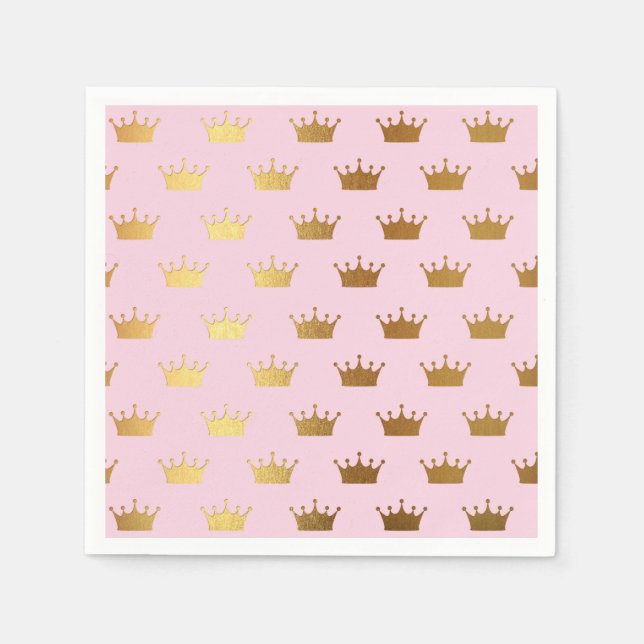Serviette En Papier Couronnes d'or à huile métallique couronne rose Ro (Devant)