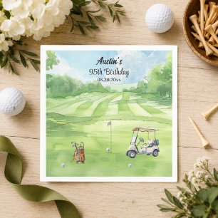 Serviette En Papier Cours de golf aquarelle pour une fête d'anniversai