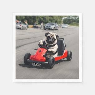Serviette En Papier Course de karting de Pug