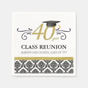 Serviette En Papier Couvre-serviettes de réunion de classe 40 ans - No