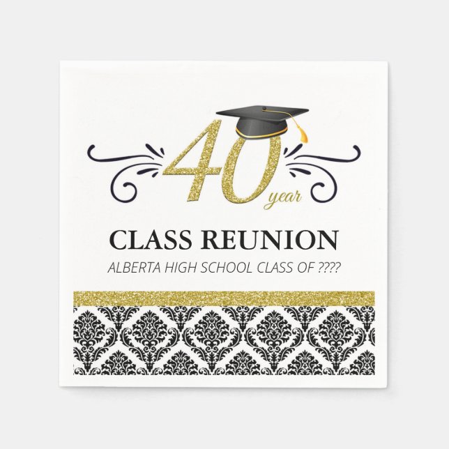 Serviette En Papier Couvre-serviettes de réunion de classe 40 ans - No (Devant)