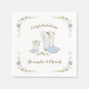 Serviette En Papier Cowboy Baby shower Pays Western Blue Boy