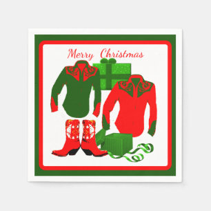 Serviette En Papier Cowboy Cowgirl Rodeo Chemises et bottes occidental