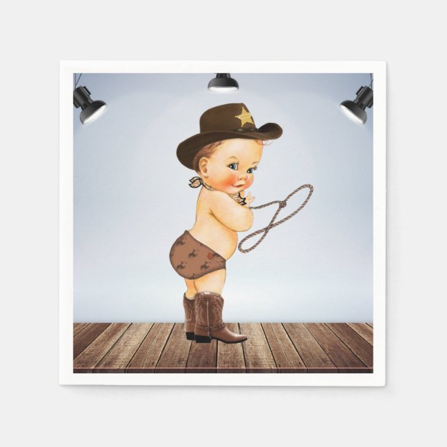 Serviette En Papier Cowboy Sur Son Chemin Baby shower (Devant)