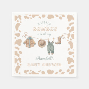 Serviette En Papier Cowboy Western Light Brown Boy Baby shower Bienven