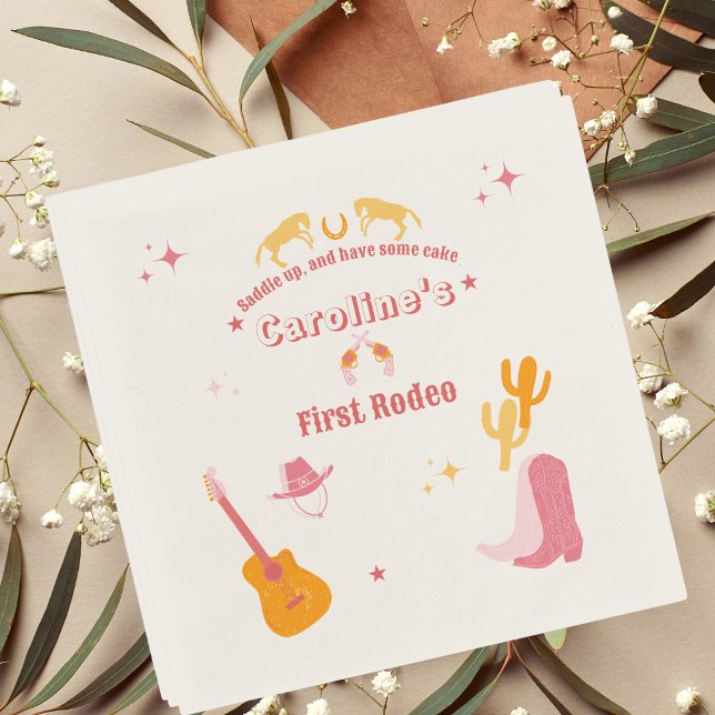 Serviette En Papier Cowgirl 1er anniversaire premier rodéo (Créateur téléchargé)