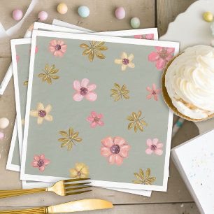 Serviette En Papier Cowgirl Baby shower occidental Boho Fleurs Bottes