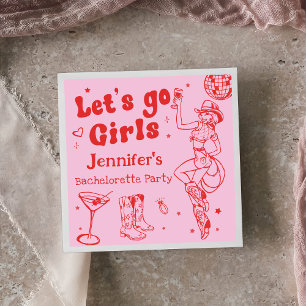 Serviette En Papier Cowgirl de disco rose pour enterrement de vie de j