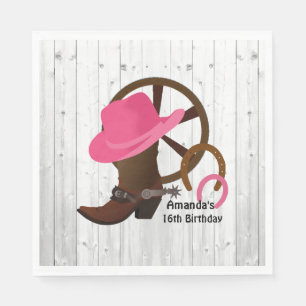 Serviette En Papier Cowgirl Personnalisé Anniversaire Fête Rustique