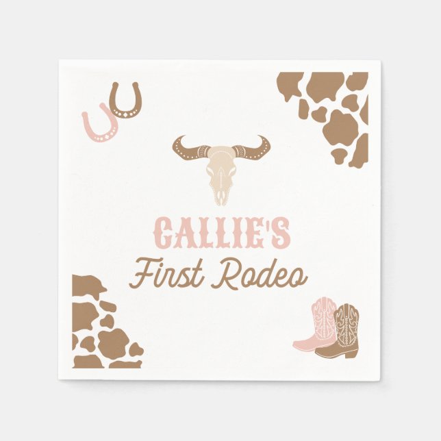 Serviette En Papier Cowgirl Rodeo fête d'anniversaire (Devant)