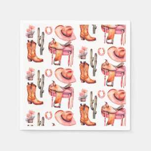 Serviette En Papier Cowgirl rose occidentale