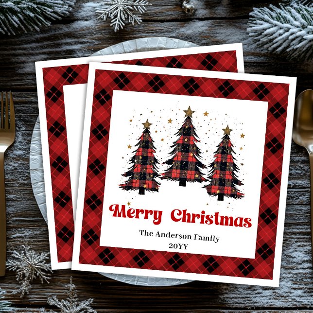 Serviette En Papier Cozy Buffalo Christmas Napkin Personalized (Cozy Buffalo Christmas Napkin Personalized)