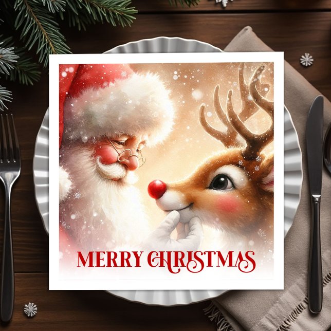 Serviette En Papier Cozy Christmas Napkins Cute Santa Claus Rudolph  (Cozy Christmas Napkins Cute Santa Claus Rudolph Tableware

)