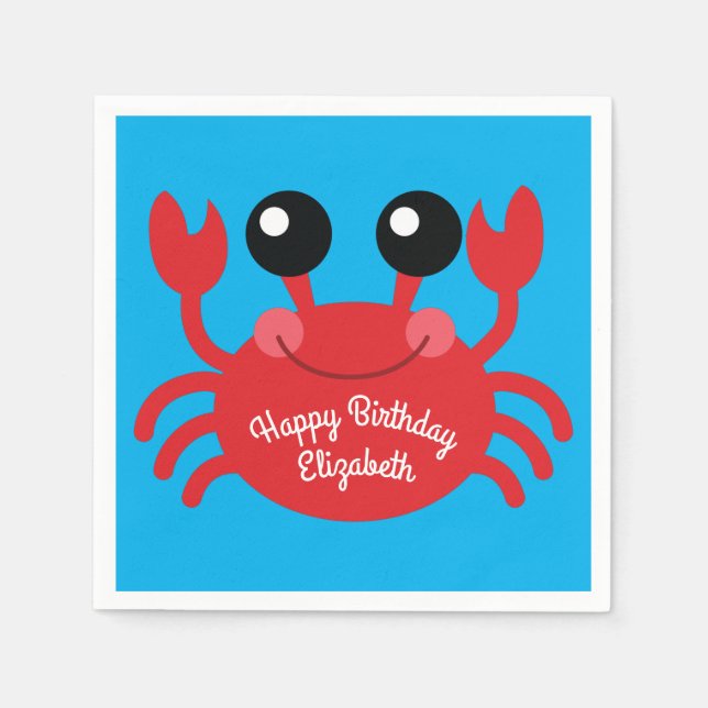 Serviette En Papier Crabe Anniversaire Soirée Cartoon Enfants (Devant)