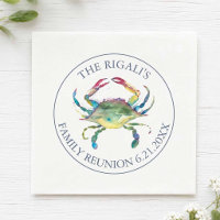 Crabe bleu personnalisé à l'aquarelle côtière