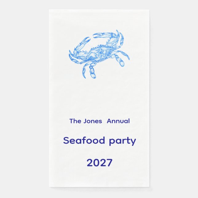 Serviette En Papier Crabe bleu vintage - personnalisé (Devant)