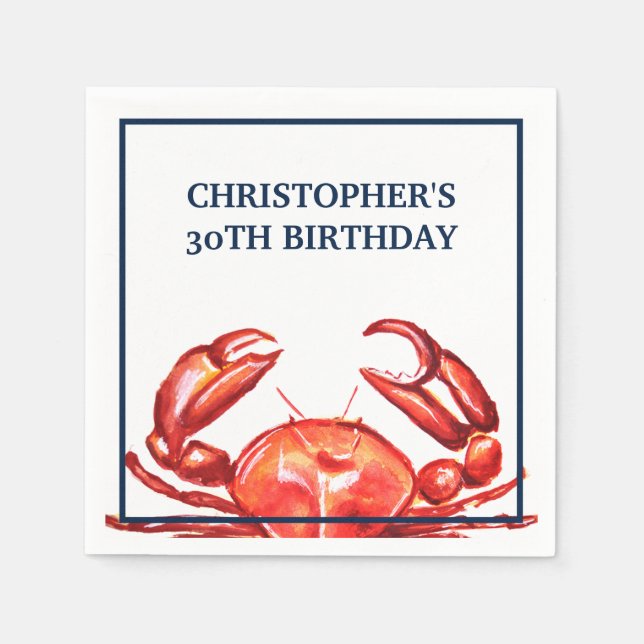 Serviette En Papier Crabe d'été 30e fête d'anniversaire (Devant)