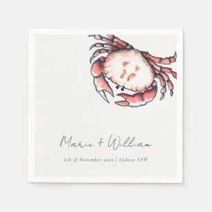 Serviette En Papier Crabe sous-marin de la Marine Rouge Corail Mariage