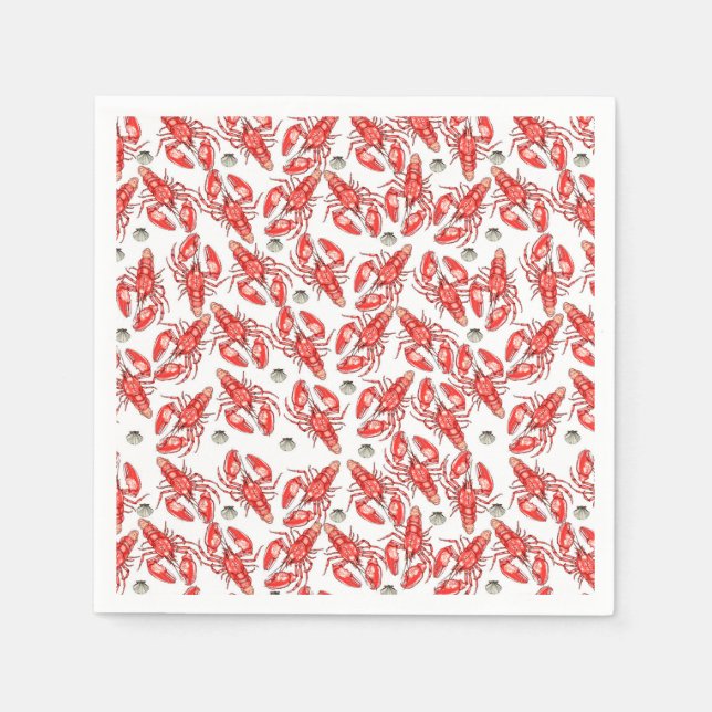 Serviette En Papier Crabes et homards. Fruits de mer. Papier (Devant)