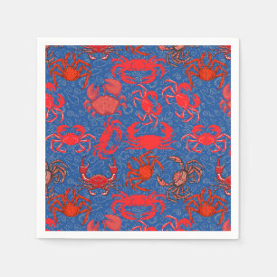 Serviette En Papier Crabes Patternx4 Bleu BG