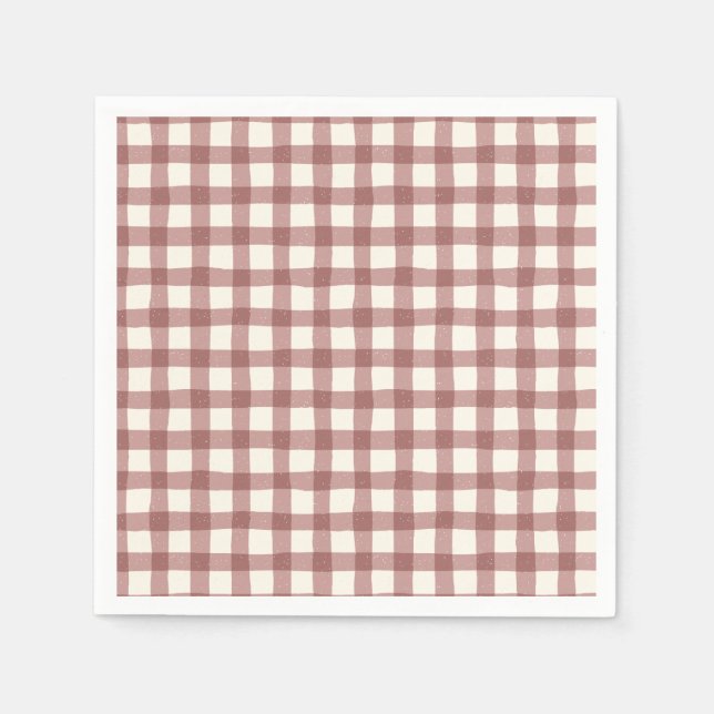 Serviette En Papier Cranberry Gingham Red Maroon (Devant)