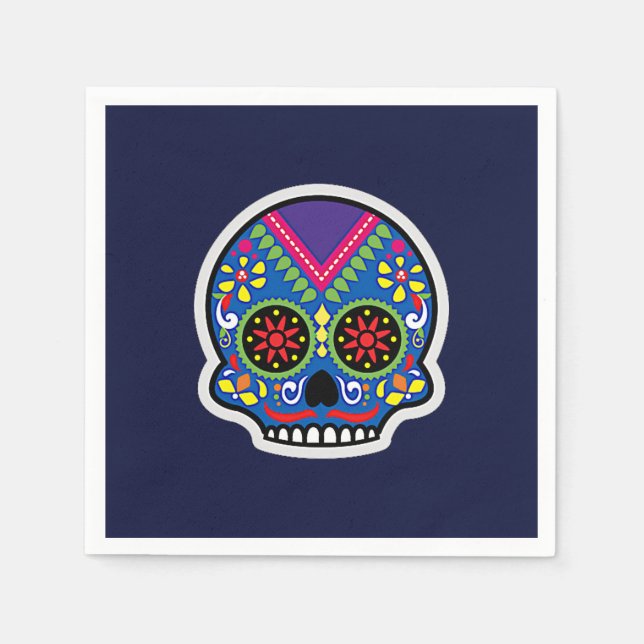 Serviette En Papier Crâne à sucre Dias de los Muertos (Devant)