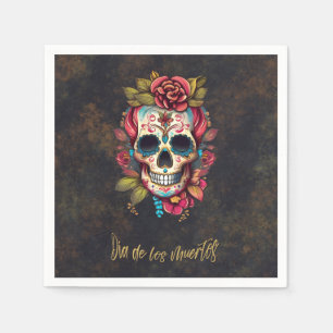 Serviette En Papier Crâne à sucre floral Dia de los Muertos