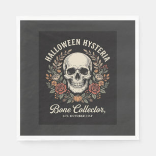 Serviette En Papier Crâne de Halloween Fleurie Os Collecteur Design_1