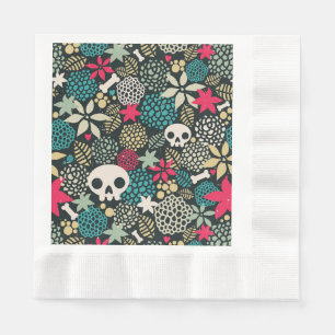 Serviette En Papier Crâne en fleurs