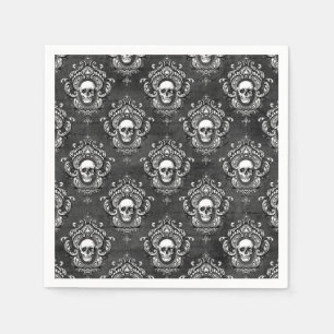Serviette En Papier Crâne et gris gothique