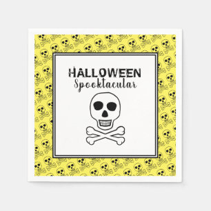 Serviette En Papier Crâne et os, fête d'Halloween
