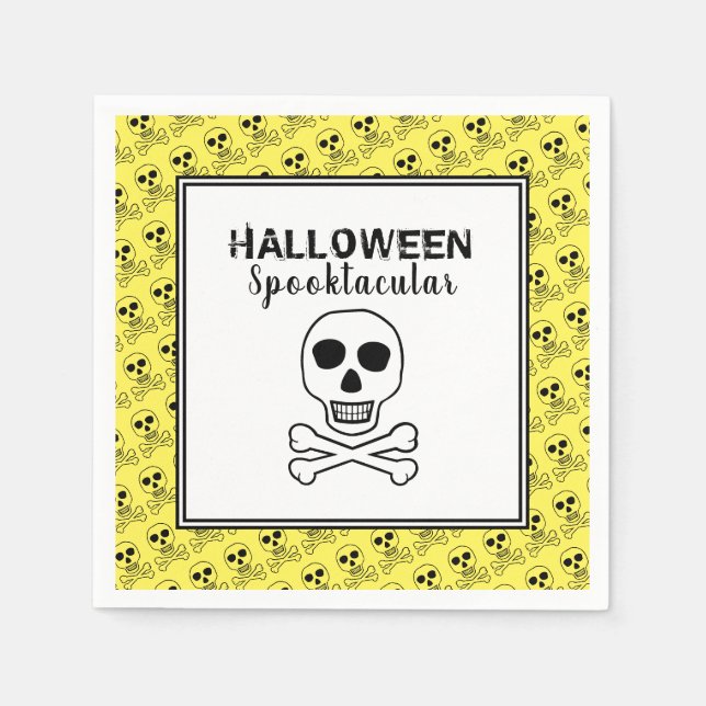 Serviette En Papier Crâne et os, fête d'Halloween (Devant)