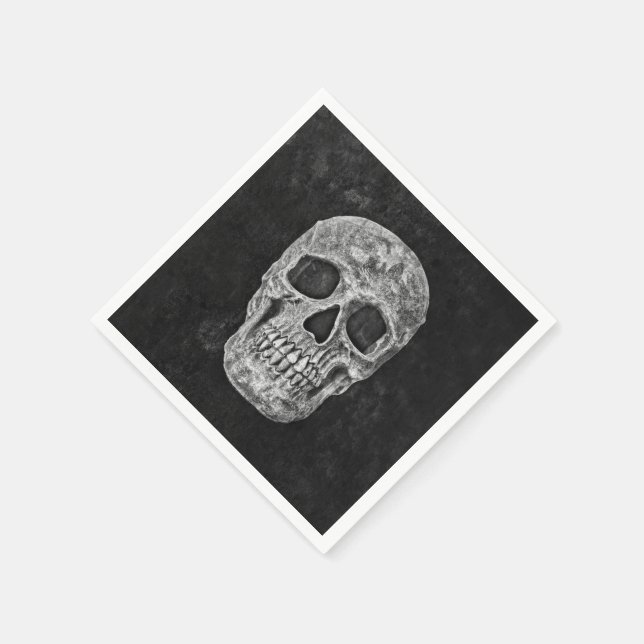 Serviette En Papier Crâne gothique Noir et blanc Cool Grunge (Coin)