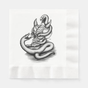 Serviette En Papier Crâne - Tête diabolique avec serpent