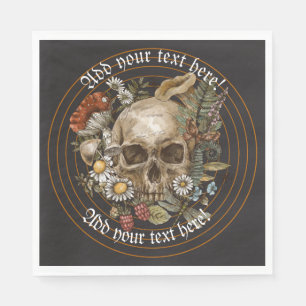 Serviette En Papier Crâne Vintage floral en Grilles Cercle Or Napkin
