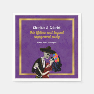 Serviette En Papier Crânes à sucre Charro et Catrina Dansant violet