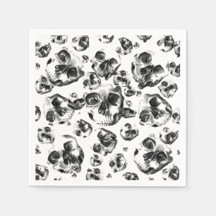 Serviette En Papier Crânes noir et blanc Motif d'art de crâne de squel