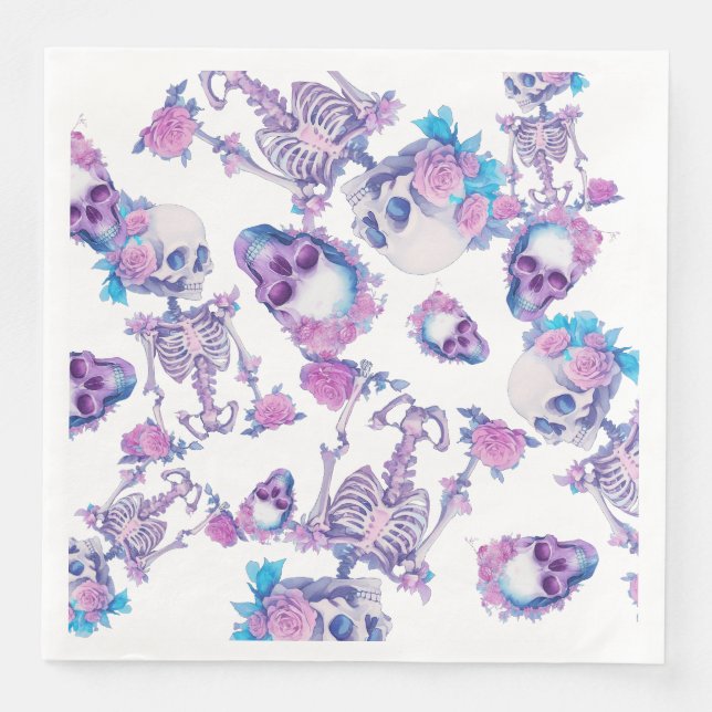 Serviette En Papier Crânes Pastelloween (Devant)