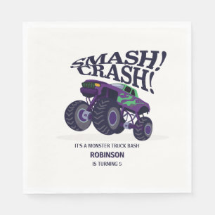 Serviette En Papier Crash Smash - Moderne Purple Monster Camion Annive