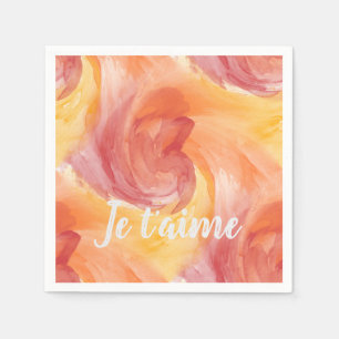 Serviette En Papier Cravate-Dye flamme rouge orange peint Aquarelle d'