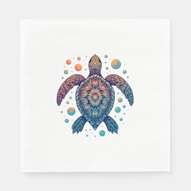 Serviette En Papier Cravate Hawaiian Sea Turtle-Dye Hawaii Vacances Pl (Devant)