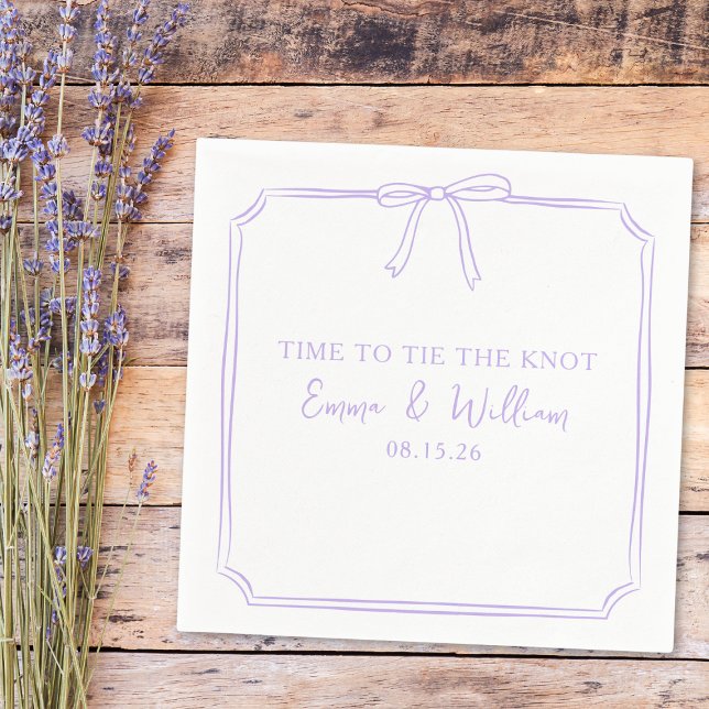 Serviette En Papier "Cravate Le noeud" Elegant Bow Lavender Chic Maria (Lavender napkins with a chic bow design—perfect to "Tie the Knot" in style. Personalize yours today!)